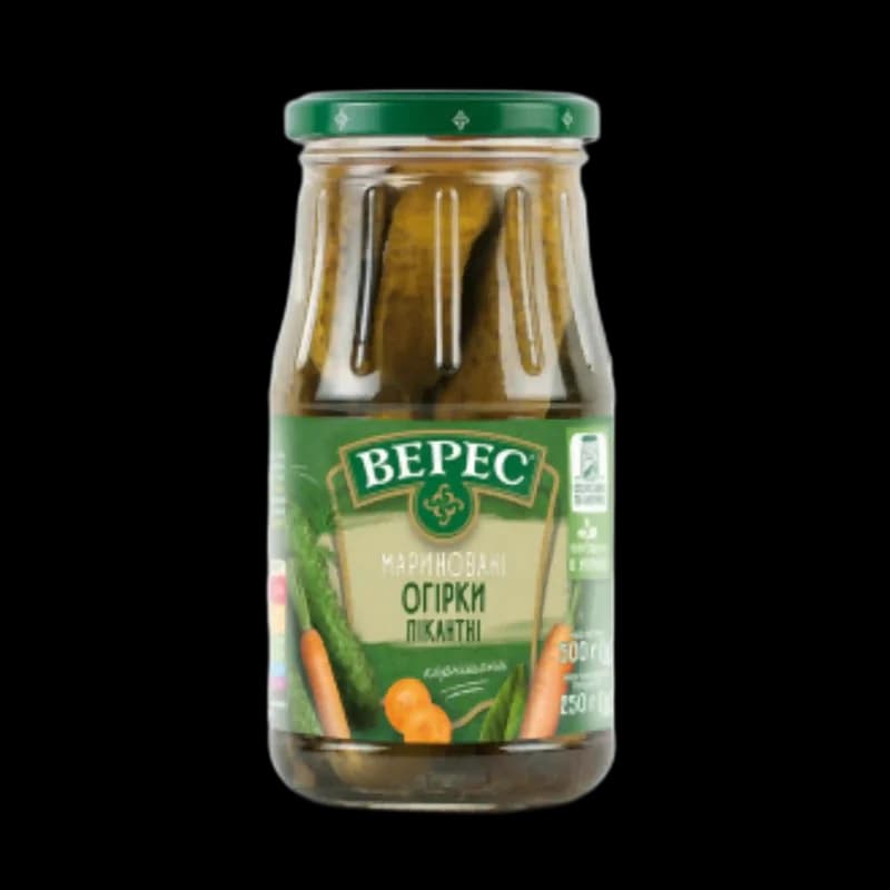 TM Veres Marinované kornišoni pikantní, 500g/12 ks