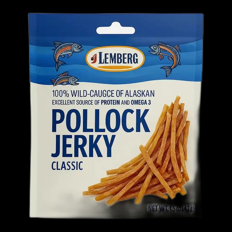 Lemberg Proužky z filetů polacka s kůží, solené, sušené, 42 g/20ks
