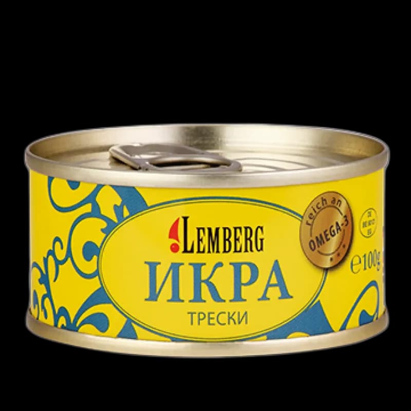 Lemberg Tresčí kaviár, plech 100 g/36 kus