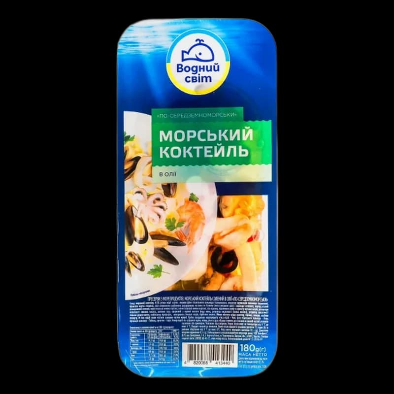 "Vodnyj svit" Mořský koktejl, solený, v oleji „středomořský“, 180 g/6ks