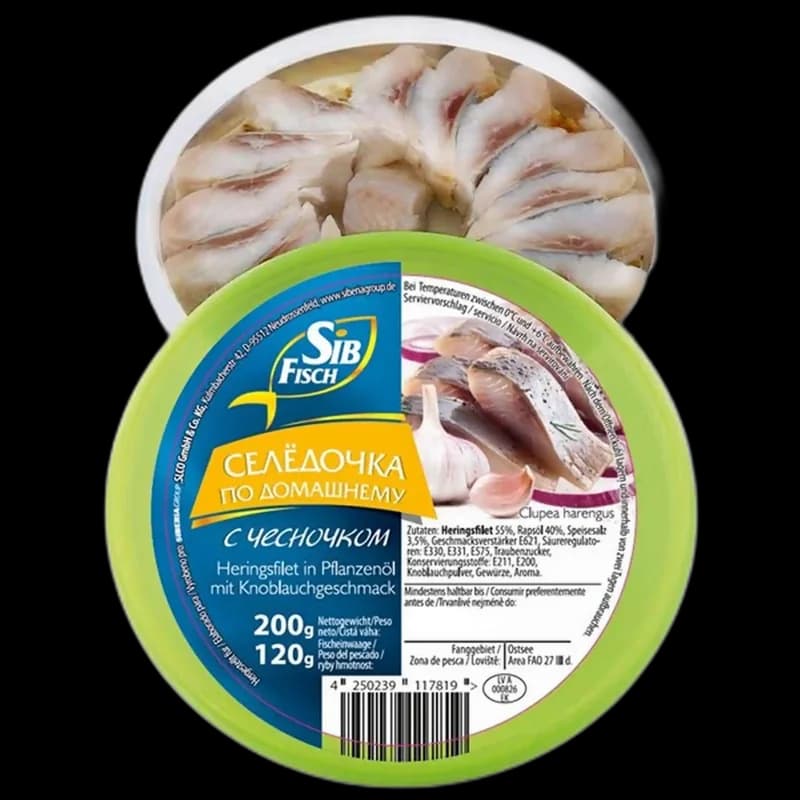 SibFisch Sleď filé v oleji s česnekem 200 g 1/6ks